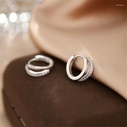 Hoop Earrings 925 Silver Needle Double Layer Zircon For Women Personality Femme Wedding Accessories Eh1042