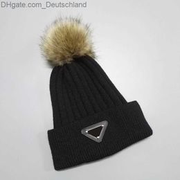 Beanie/Skull Caps Fashion Winter Beanies caps Hats For Women Men outdoor bonnet with Real Raccoon Fur Pompoms Warm Girl Cap skull beanie Hat Z230819