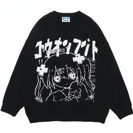 Men's Sweaters Anime Girl Knitted Sweater Men Women Oversize Y2k Fashion Pullover Streetwear Loose Tops Autumn Japanese Harajuku Casual Jumper 230818