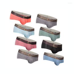 Underpants 8PCS Men Cotton Sexy Underwear Boxer Shorts 3D Print Belt Penis Pouch Designed Bulge Gay Boxers Man Underpant