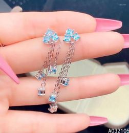 Dangle Earrings KJJEAXCMY Fine Jewellery 925 Sterling Silver Inlaid Natural Sky Blue Topaz Women Trendy Fashion Tassels Gem Eardrop Suppo