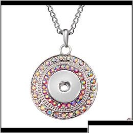 Pendant Necklaces Pendants Jewelry Fashion Beauty Rhinestone Round Metal Necklace 60Cm Fit 18Mm Snap Buttons Xl0146 Drop Delivery Dhnwn