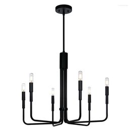 Chandeliers American Retro LED Ceiling Chandelier Modern Black Candle Lamp Living Room Decor Restaurant Hanging Light Fixtures