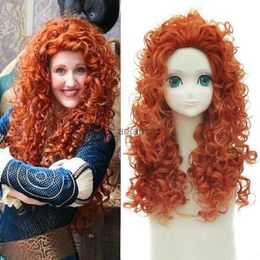 Synthetic Wigs HAIRJOY Brave Merida Princess Cosplay Wig Synthetic Hair Long Curly Orange Lolita Wigs HKD230818