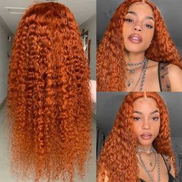 New wig front lace small curly orange long curly hair Brazilian fashion synthetic fiber false headgear 230818