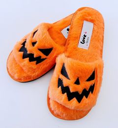 Slippers Halloween Pumpkin Lantern Slippers Autumn Soft Furry Comfort Closed Toe Slides Women Size 43 Outdoor Slippers Zapatos Mujer 230817