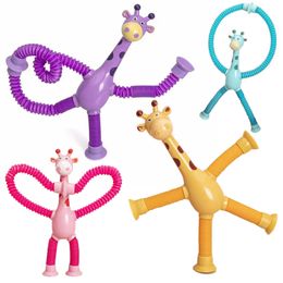 Decompression Toy Children Suction Cup Toys Pop Tubes Stress Relief Telescopic Giraffe Fidget Toys Sensory Bellows Toys Anti-stress Squeeze Toy 230818