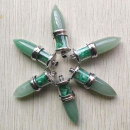 Pendant Necklaces Natural Green Aventurine Wishing Bottle Cone Reiki Pendulum Pendants For Women Men Jewellery 6pcs/lot Wholesale