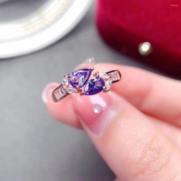 Cluster Rings MeiBaPJ Natural Tanzanite/Aquamarine Gemstone Rectangle Fashion Ring For Women 925 Sterling Silver Fine Wedding Jewellery