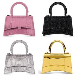 Hourglass Bag Women Handbag With Rhinestones Luxury Designer BlingBling Diamond Mini Handbags Pink Black Sparkly Totes Crocodile Small Shoulder Bags Crossbody