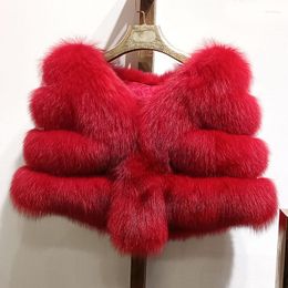 Scarves 2023 Winter Real Fur Shawl For Wedding Thick Warm Women Genuine Wrap