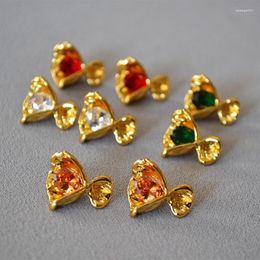 Stud Earrings Japanese And Korean Creative Wrinkled Hand Holding Bouquet Colorful Candy Zircon Sweet Cool Valentine's Day Gift Female