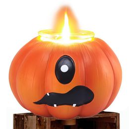 Other Event Party Supplies Halloween Tealight Holder Grimacing Pumpkin Resin Candle Holder Decorative Resin Desktop Lamp Decor For Porch Home Haunted 230817