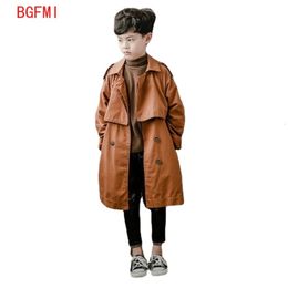 Jackets Boy girl Trench Coat High Quality Long Teenagers Outerwear winter Fall Turndown Collar Casual Handsome boys Cotton Clothes 230817