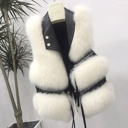 Women's Vests Fur Vest Jacket Short Waistcoat Coat Fashion Autumn/Winter 2023 Patchwork Imitation Sleeveless Coats Female