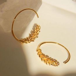 Hair Clips 18K Gold Plated Personality Trendy Retro Metal Wheat Earrings Temperament Entry Lux High-Grade Ear Rings