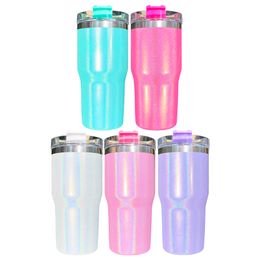 2023 Newest 20oz kids sparkly shimmer holographic glitter double walled stainless steel vacuum insulated blank sublimation water tumbler with lid and straw
