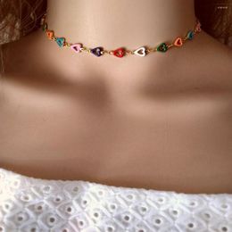 Chains Arrival Colour Dripping Oil Love Chain Charm Necklace 2023 Lady Fashion Simple Jewellery Gift To Her Girlfriend