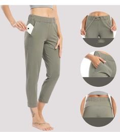 2023 New Designer Cropped Side Pocket Loose Straight Yoga Pants Women's Drawstring Waist Fitness Sports Casual Stretch Capris