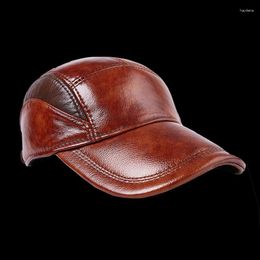 Berets Leather Hat Men's Cow 2023 Style Men Cowhide Casual Outdoor Baseball Cap Adjustable