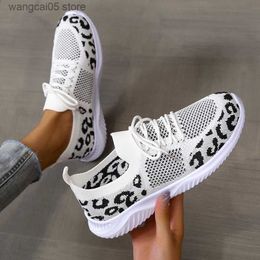 Dress Shoes 2022 New Fashion Women's Anti-Slip Sneakers Women's Shoes Colorblock Leopard Print Fashion Mesh Black Wedge Sneakers T230818