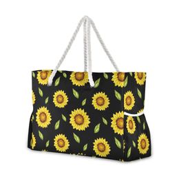 Totes 2021 Big Women Handbag Nylon Women Shoulder Bags Sunflower Printing Designer Women Messenger Bags Ladies Casual Tote Bags Beach HKD230818