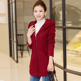 Women's Hoodies Autumn Women Leisure Cardigan Fashion Loose Padded Cashmere Coat 2023 Female Korean Hooded Warm Slim Medium Long Sweater