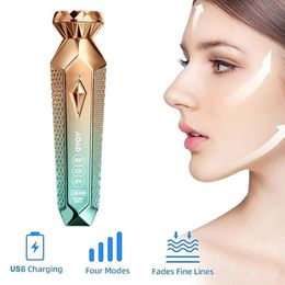 Face Care Devices USB Charging Electric Face Beauty Massager Red Blue Light Multifunction Beauty Equipment Face and Neck Massage Machine Wrinkles 230818