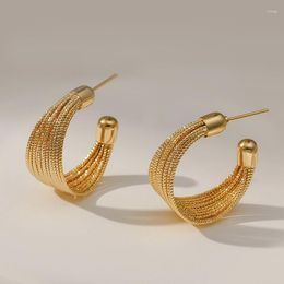 Stud Earrings For Women Gold Plated Piercing Famale Fashion Accessories Braided Style 2023 Jewellery Wholesale