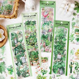 Gift Wrap 6 Sheets Green Field Vintage Material Decorative Collage Decoration Stickers DIY Scrapbooking Background Handmade Journal Crafts