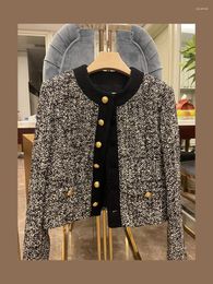 Women's Jackets French Retro Tweed Wool Coat Short Slim Tops For Women