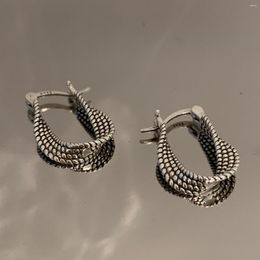 Hoop Earrings Vintage Punk 925 Stamp For Women Creative Twist Winding Geometric Handmade Party Silver Colour Prevent Allergy Jewellery
