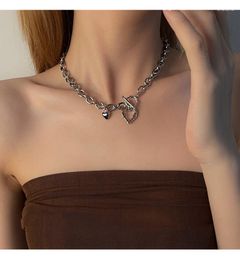 Chains Sweet Cool Openwork Love Girl Necklace Hip Hop Titanium Steel Collarbone Chain