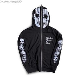 Men's Hoodies Sweatshirts American Skull Personalized Printed Hooded Sweater Men's Extra Large Zipper Jacket Women's Loose Hooded Zipper Jacket Z230819