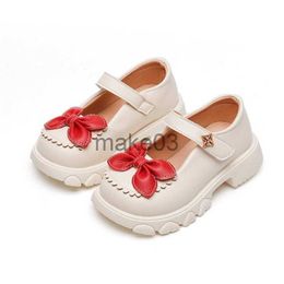 Sneakers Girls Leather Princess Shoe Bow Children Loafers Solid Color Kids Flats J230818