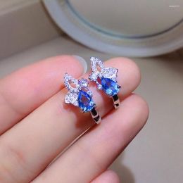 Stud Earrings VVS Grade Natural Topaz For Girl 4mm 6mm Pear Cut Light Blue Silver 925 Gemstone