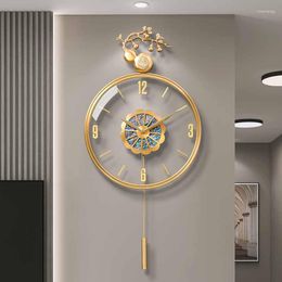 Wall Clocks Bedroom Luxury Clock Design Art Cute Pendulum Golden Korean Large Girls Hands Horloge Murale Home Furniture