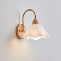 Wall Lamp Janpan Style Pastoral Flower Aisle Light Ins Log Sconces For Bedroom Bedside Background