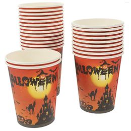 Disposable Cups Straws 24 Pcs Halloween Tableware Kit Party Paper Supplies Outdoor One-time