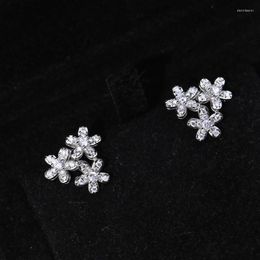 Stud Earrings Holiday Brand Sweet Luxury Jewelry Ladies Mini Cherry Blossom Flowers Pretty Shiny Party Birthday Gift Girl