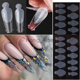 False Nails 12pcs Dual Nail Forms Silicone French Forma Sticker Acrylic Aquarium Nail Tips Reusable Extension Moulds Manicure Tools GLYC-A x0818