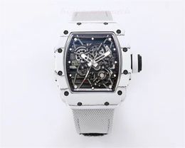 2024 BBR Men's watch RM35-01 Carbon Fibre watch RMUL2 hollow one movement White gem shock absorber weight only 50g titanium alloy material