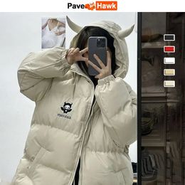 Men's Down Parkas Winter Thicken Parkas Men Women Y2k Devil's HornTail Padded Puffer Jacket High Street Casual Vintage Harajuku Loose Coat 230815