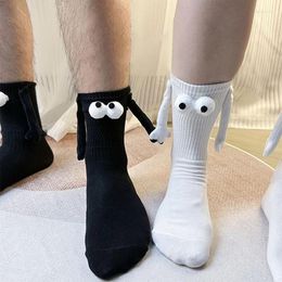 Women Socks Creative Couple Novelty Funny Cartoon Magnetic Hand In Eyes Doll Men Fashion Casual 1 Pair