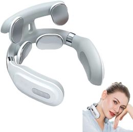 Other Massage Items Cordless Portable Electric Neck Cervical Pulse Massager Relaxation Compress Heads Muscle Pain Relief Health Care 230817
