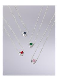 Chains Coloured Loving Heart Pendant Necklace Women's Retro Red Clavicle Chain