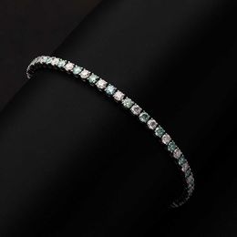 925 Sterling Silver Colourful White and Blue Moissanite Tennis Bracelet