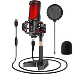 Microphones JAMELO Condenser Microphone Gaming USB Microphone Desktop Condenser Podcast Mic Recording Streaming Microphones with Light HKD230818
