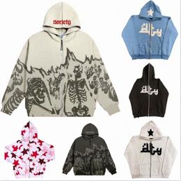 y2k Designer Mens Hoodies Sweatshirts Men Hoodies Star Print Zip Up Long Sleeve Hooded Sweatshirts Gothic Grunge Jackets Coat Harajuku Streetwear E2LL#attire