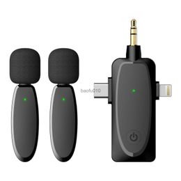 Microphones 3 in 1 Wireless Lavalier Microphone 3 in 1 Lightning Type-c with Audio Monitor Function Vlog for Iphone Android Computer Camera HKD230818